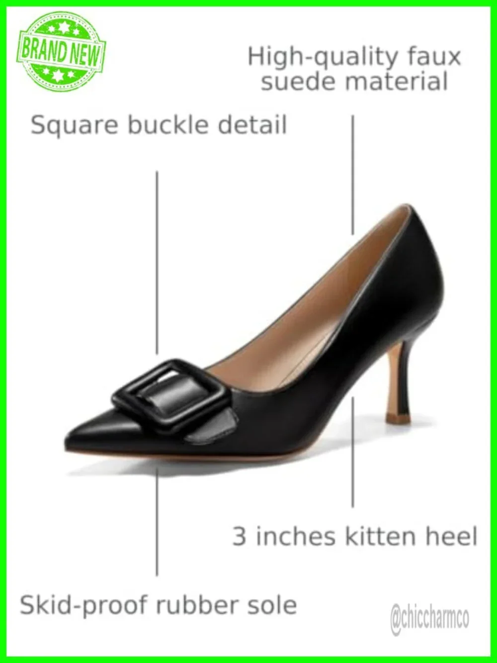 Women's Closed Toe Pointed Pump Stiletto Heels Kitten Heel Faux Leather Slip On